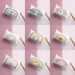 Funda de almohada larga con diseño de nube y arcoíris, funda de almohada para sofá y dormitorio, extraíble y lavable, de varios tamaños, 30x50, 40x60, 50x70