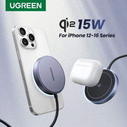 UGREEN-cargador inalámbrico magnético de 15W para iPhone 16 17 Pro Max, carga rápida, almohadilla de carga para teléfono Magsafe con certificación Qi