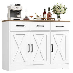 Aparador, Mueble de Almacenamiento para Cocina con 3 Cajones y 3 Puertas, Mueble Buffet con Encimera, para Comedor, Sala de Estar, Pasillo