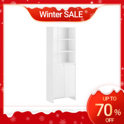 SoBuy BZR155-W Mueble de baño estrecho con cesta para la ropa sucia, mueble alto de baño con puertas y estante para baño 60x30x171