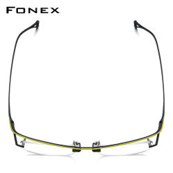 Montura de gafas de titanio FONEX para hombre 2025, nuevo diseño de marca, gafas cuadradas semisin montura, gafas ultraligeras japonesas de media montura 85818