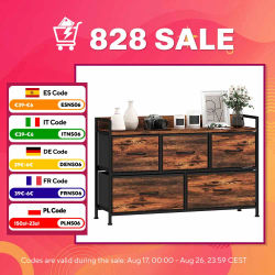 HOMCOM Mueble Organizador con 5 Cajones 98x29x63 cm Marrón Rústico