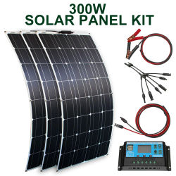 Kit de panel solar y 300w 200w 100w paneles solares flexibles 12v 24v módulo cargador de batería de alta eficiencia