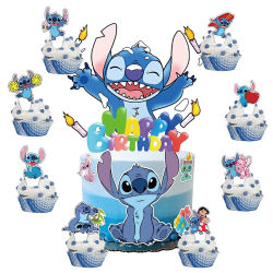 Artículos para fiestas de Disney Stitch, decoración para tartas, adornos para cupcakes para niños, decoración para tartas de feliz cumpleaños, regalos para fiestas de Baby Shower
