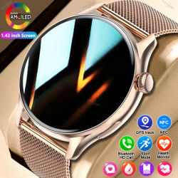 2025 NFC reloj inteligente Amoled HD GPS pista deportes ritmo cardíaco Bluetooth llamada impermeable señoras mujeres Smartwatch para regalo de las mujeres