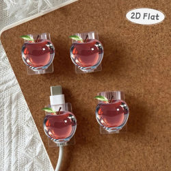4 protectores de cable de datos para Apple, transparentes, planos, 2D, de cristal, antirotura, para cable tipo C (cargador no incluido)