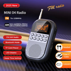 Mini Radio FM AM de bolsillo, receptor de Radios DSP, Altavoz inalámbrico con Bluetooth, tarjeta TF, reproductor de música, Radio recargable para personas mayores 9K/10K