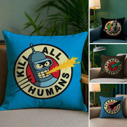 Funda de almohada F-Futurama B-Bender, tela de felpa, suave, estampado de doble cara, funda de cojín para sofá, fundas de almohada