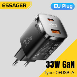 Essager 33W GaN USB C cargador PD Cargador rápido para iPhone 13 12 Max Pro iPad para Xiaomi Poco Samsung cargador Es