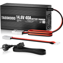 Cargador de Batería LiFePO4 de 14.6V 40A, Cargador Recargable de 12V 40A para Batería de Fosfato de Hierro y Litio de 12.8V 4S