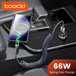 Toocki-Cable USB 6A a cargador de teléfono rápido con resorte USB C para Huawei PD100W, pantalla Digital transparente, Cable tipo C para ordenador portátil LG