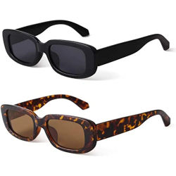 BEGREAT Gafas de sol rectangulares pequeñas retro de moda, gafas de sol de marca de diseñador vintage para viaje, gafas de sol para mujer, protección UV400