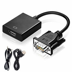 Convertidor de video VGA a HDTV 1080P, cable de audio y video VGA macho a HDTV para computadora portátil con monitor, convertidor de TV
