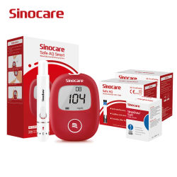 Sinocare-Monitor inteligente de glucosa en sangre Safe AQ, glucómetro con tiras de prueba, agujas para Diabetes
