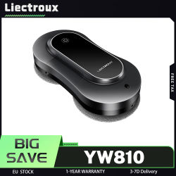 Robot Limpiacristales LIECTROUX YW810, Limpieza en Seco y Húmedo, Pulverización Automática de Agua Bidireccional, Detección de Vidrios sin Marco, Rutas Inteligentes, Motor y Ventilador sin Escobillas,