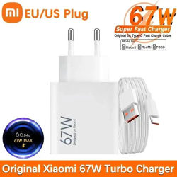 Cargador Rápido Original Xiaomi de 67W, Cable USB C, Adaptador de Pared para UE y EE. UU., Redmi Note 14, Mi 14T, 13, 12 Turbo, Poco X6
