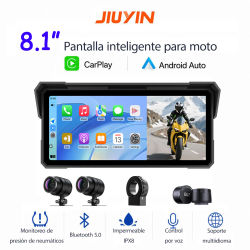 Reproductor Multimedia para motocicleta de 8,1 pulgadas, CarPlay inalámbrico, Android Auto, grabadora HD 2K, navegación GPS, pantalla impermeable IPX8, Bluetooth