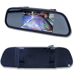Monitor de estacionamiento de marcha atrás con espejo para coche, pantalla TFT LCD HD800 x 480 de 5 pulgadas con 2 entradas de vídeo, cámara de visión trasera opcional
