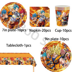 Kit de decoración para fiesta de cumpleaños de Dragon Ball, globos con diseño de Son Goku, pancarta y adorno para pastel para niños, adorno para fiesta de Baby Shower