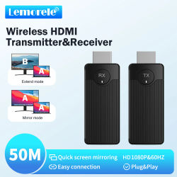 Lemorele Q50 Kit extensor de transmisor y receptor de vídeo HDMI inalámbrico adaptador de pantalla Dongle para Monitor de TV proyector interruptor PC