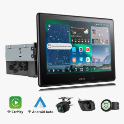 Radio para Auto Android 13 de 10 Pulgadas, 1 Din, Pantalla Retráctil, Bluetooth, Apple CarPlay, Android Auto, Reproductor Multimedia, 1Din