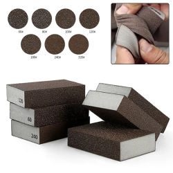 Almohadillas de esponja de papel de lija, almohadillas de pulido de grano 60-320 para herramientas abrasivas de pulido de muebles de madera y Metal, 2 uds.