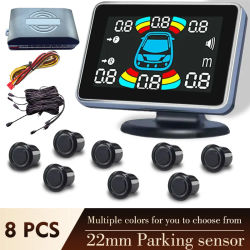 Sensor de Aparcamiento Electromagnético con Monitor LED, 8 Sensores Delanteros, Sistema Parktronic, Detección de Movimiento, Retroiluminación