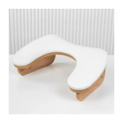 Soporte para almohada de mano para manicura de cuero PU suave en forma de U, cojín para reposabrazos de uñas de madera maciza, almohada de mano para salón de uñas