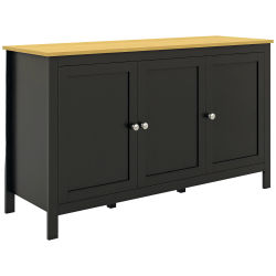 Mueble de almacenaje Buffet con 3 puertas, 2 estantes, bandeja ajustable, luz para bebidas, aspecto-120x40x70 cm, negro