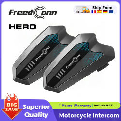 Intercomunicador para Motocicleta Freedconn Hero, Auriculares Bluetooth para Casco, Intercomunicador BT para Moto, Música Compartida, 10 Cascos para Motociclistas, Impermeable