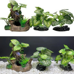 Adornos de acuario, plantas de simulación, pecera, paisajismo, decoraciones, plantas de agua de plástico, flores, árboles, rocas, accesorios