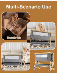 Cuna multifuncional para bebés con ajuste de altura plegable, portátil y móvil, ideal como balancín, cuna o cama para dormir, todo en uno. Cuna portátil plegable para bebés.
