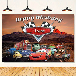 Fondos personalizables de Disney Lightning McQueen, decoración para fiesta de cumpleaños para niños, fondo para fotografía, pancarta para baby shower, accesorios para cabina de fotos