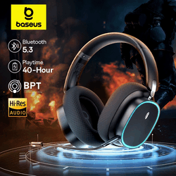 Baseus GH02 auriculares inalámbricos para juegos con micrófono auriculares supraaurales Bluetooth 5,3 controlador de 40mm 2,4G/inalámbrico/auriculares RGB con Cable