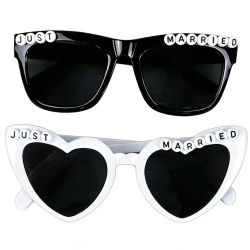 Gafas de Sol para Recién Casados, Recuerdos para Fiesta de Bodas, Accesorios para Fotos de Novios en Forma de Cuadrado y Corazón para Padrinos de Boda y Damas de Honor
