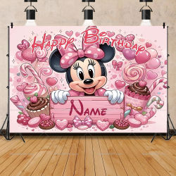 Fondos personalizados con nombre de Disney Mickey Minnie, decoración de cumpleaños para niños, fondo fotográfico, pancarta para Baby Shower, suministros para fiestas