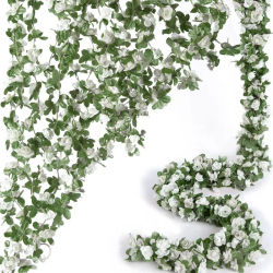 250cm flores rosas artificiales vid para decoración de la habitación del hogar arco de jardín de otoño ratán de Navidad DIY plantas falsas decoración de boda