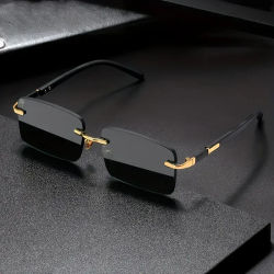 Gafas de sol sin montura rectangulares a la moda populares para mujeres y hombres, gafas de sol cuadradas pequeñas para mujer y hombre, gafas de viaje de verano