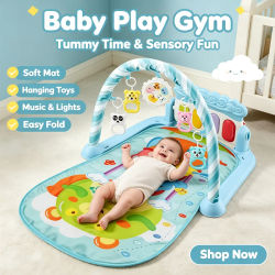 Gimnasio de juegos para bebés 3 en 1 con juguetes colgantes, música y luces, tapete de juegos sensoriales suave y plegable para recién nacidos de 0 a 12 meses