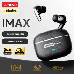 Audífonos Inalámbricos Lenovo LE208 con Cancelación de Ruido ENC, Bluetooth V6.0, HIFI, Textura de Cuero, Auriculares para Juegos