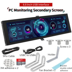 Pantalla Secundaria IPS Turing de 8.8 Pulgadas Tipo-C, Monitor de Computadora con CPU, GPU, RAM, Pantalla Inteligente USB, Chasis SIN AIDA64