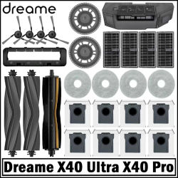 Repuestos para Robot Aspirador Dreame X40 Ultra / X40 Pro / L40 Ultra: Cepillos Principales y Laterales, Paños de Limpieza, Filtros HEPA, Bolsas para Polvo y Accesorios