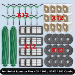 Compatible con ( iRobot Roomba Plus 405 / 505 / 505X / 507 Combo ) Kits de accesorios de repuesto Cepillo Lateral principal filtro Hepa almohadilla de fregona bolsa de polvo