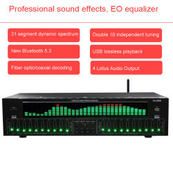 Ecualizador EQ8000 Bluetooth 5.3, Decodificador de Audio Digital Coaxial de Fibra, Reproductor de Pre-Amplificación, AC220V ± 10% 50Hz/60Hz