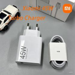 Cargador XIAOMI de 45W Tipo C Turbo Charge, Cargador de Carga Rápida para Redmi Note 15 14 13 12 11 X Pro 10t Poco M7 X7 K40 Pad 6