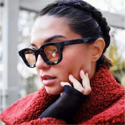Gafas de sol con montura pequeña para hombre y mujer, gafas cuadradas vintage, gafas cóncavas negras, gafas de sol UV400