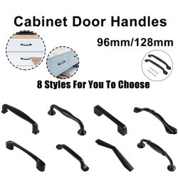 Paquete de 20 manijas de puerta de cajón de distancia con orificio de 96/128mm, manija de armario Simple moderna, manija esmerilada negra, herrajes para muebles
