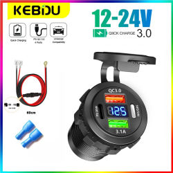 Cargador de coche PD + QC3.0 USB TYPE-C cargador impermeable toma de corriente adaptador de corriente Universal 12-24V para motocicleta camión ATV barco
