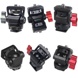 Mini soporte de montaje para Monitor, cabezal de trípode con adaptador de montaje de zapata fría, giratorio e inclinable ajustable para luz de relleno de micrófono Flash