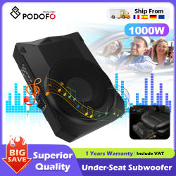 Podofo-Subwoofer ultrafino para coche, Subwoofer activo compacto debajo del asiento, Audio de graves para coche, altavoz amplificador estéreo para coche, 10 pulgadas